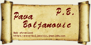 Pava Boljanović vizit kartica